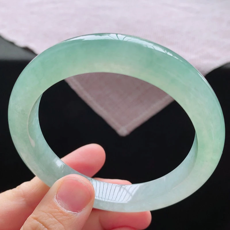 58圈口25108冰糯种水润满绿翡翠正圈手镯子天然A货 a16