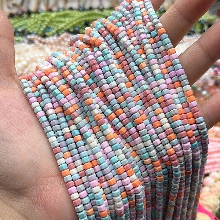 玛瑙/玉髓珠宝半成品未镶嵌一条4/2mm左右多宝松石六边珠