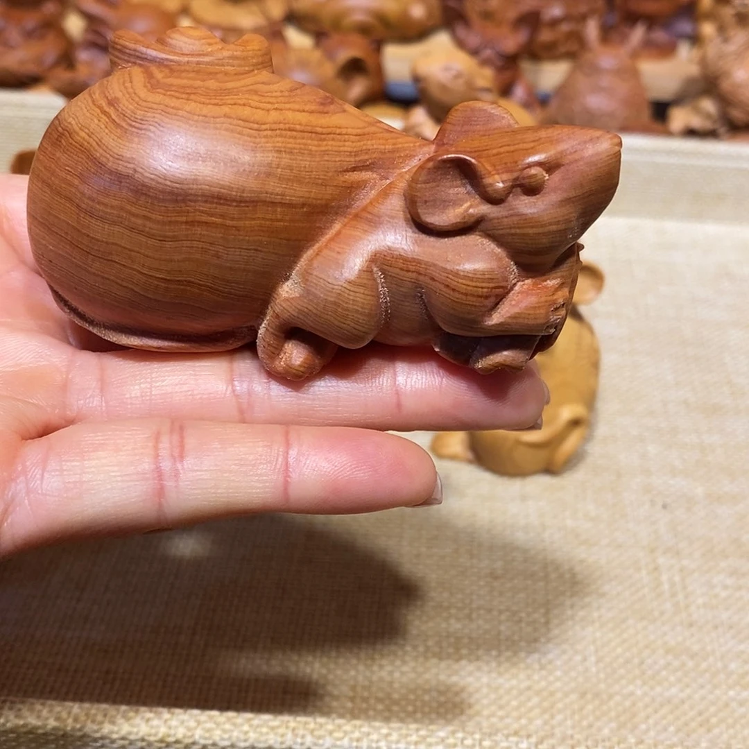 柏木（崖柏）寄*蟹崖柏手把件，袋袋鼠钱
