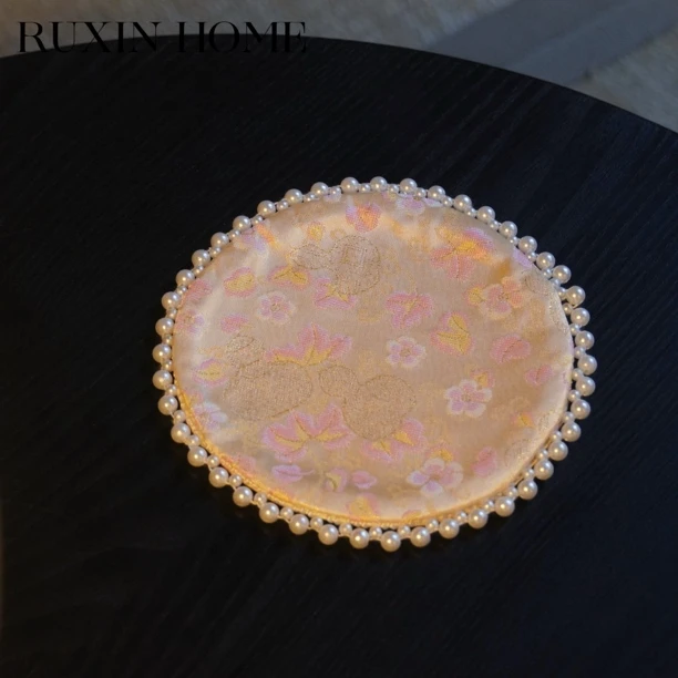 如馨·织锦手工刺绣串珠双面杯垫·YCQ-25072726