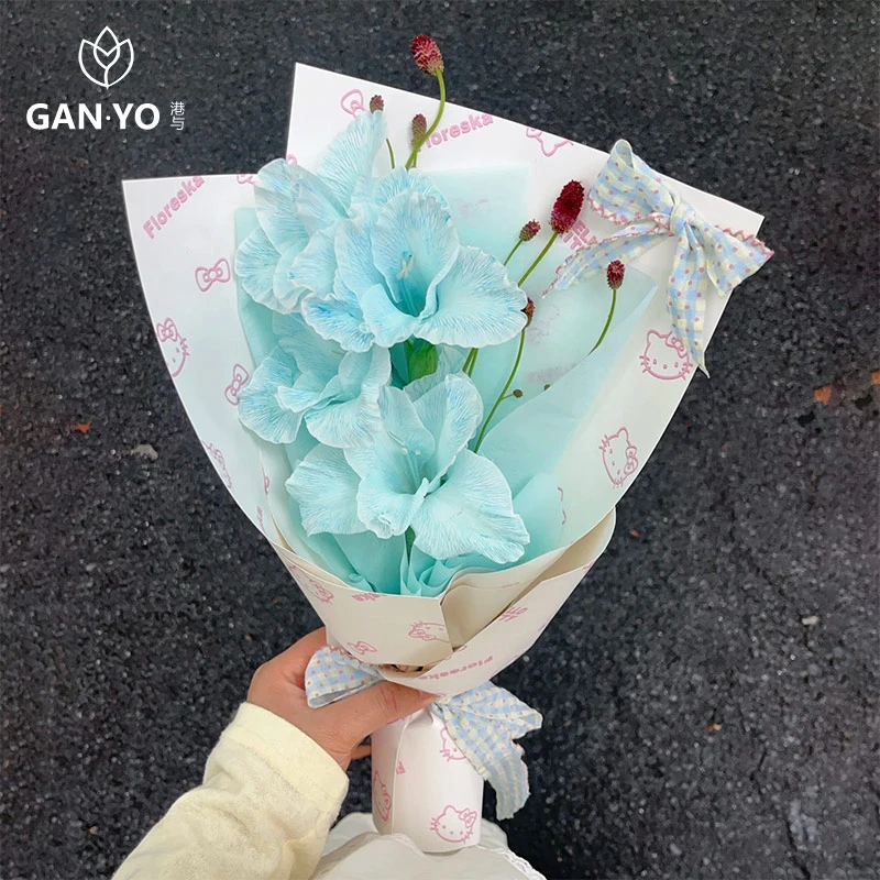 港与 原创kt小猫艺术纸 鲜花束包装纸 花艺花店包花纸手工diy材料