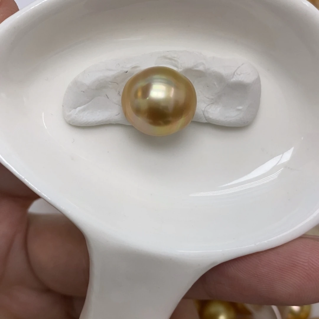 裸珠海水珍珠金珠单珠12.6