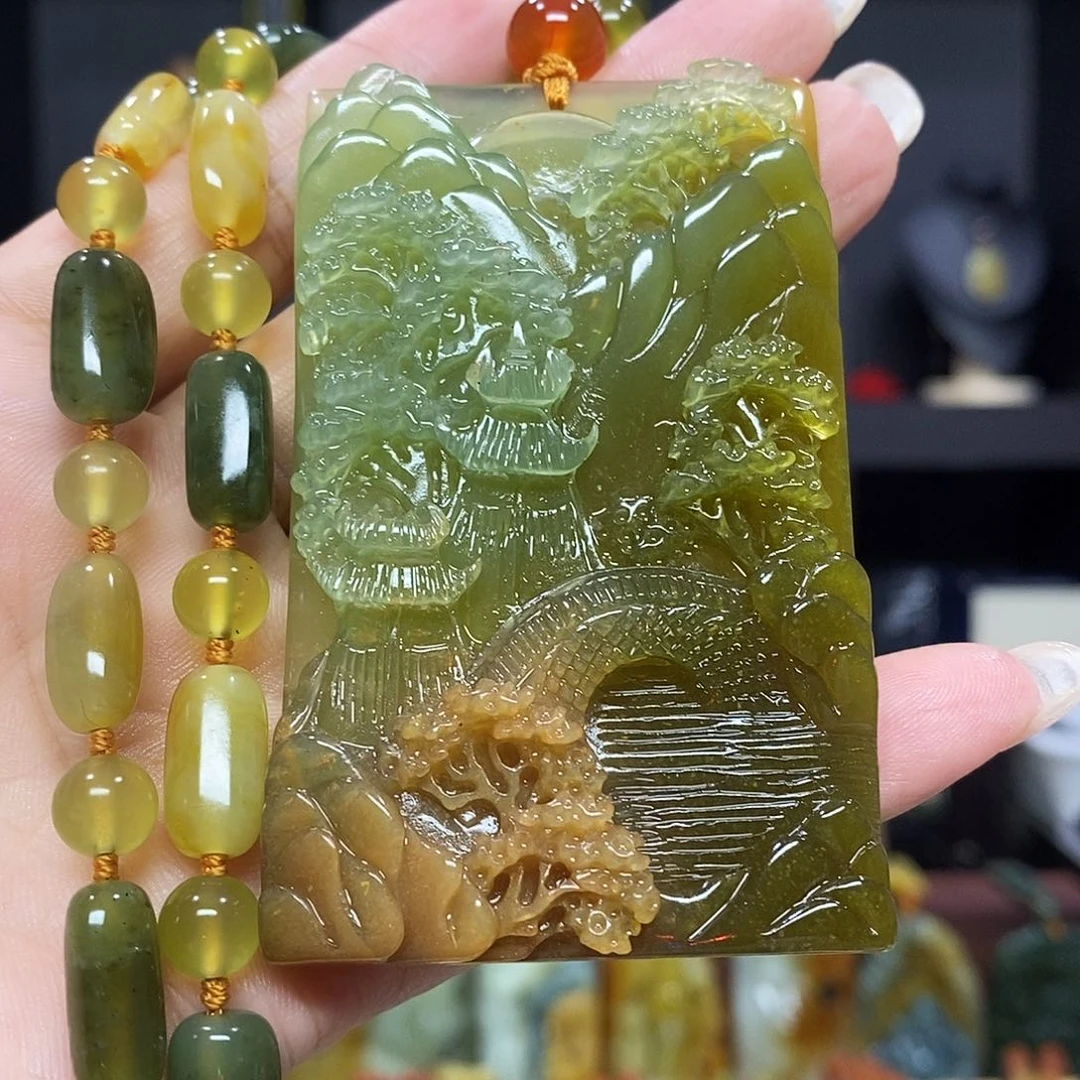 岫玉未镶嵌挂件吊坠项链
