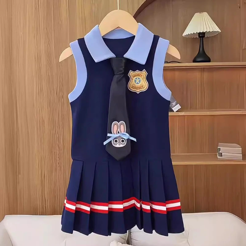 28018女童连衣裙夏季新款儿童兔子警官polo裙夏装女孩洋气公主裙
