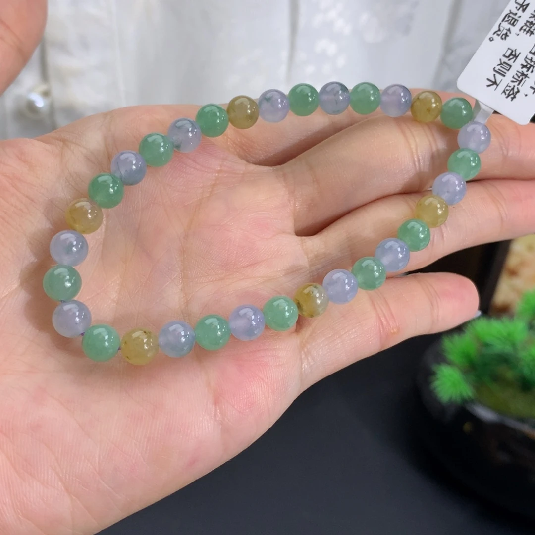 翡翠未镶嵌手串卡6冰胶多宝手串