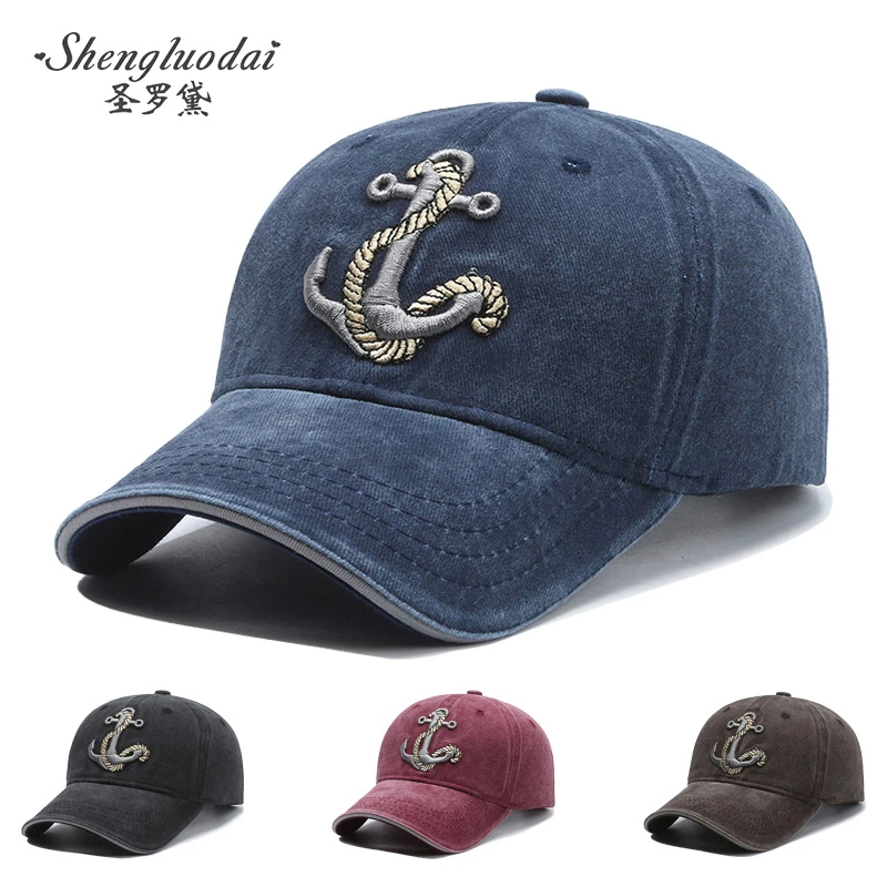 精致船锚刺绣春秋帽子男新款美式潮牌鸭舌帽时尚棒球帽女水洗牛仔