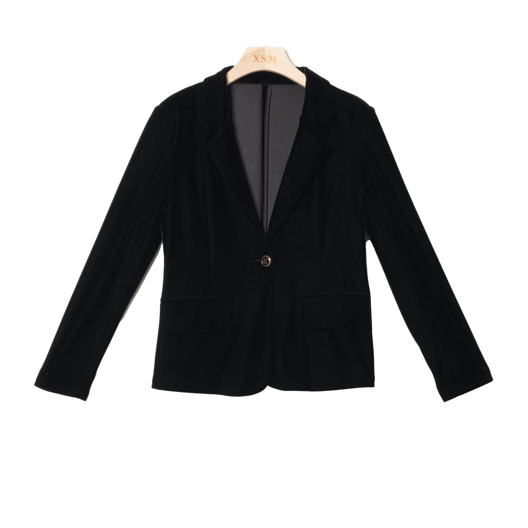 2025春秋丝绒西服女外套气质穿搭修身显瘦职业丝绒西装1010/AS