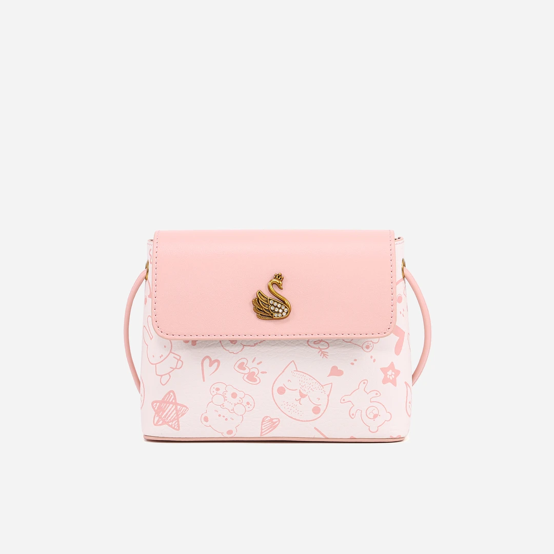 简约休闲女士时尚百搭斜跨小包包CW24096275粉色