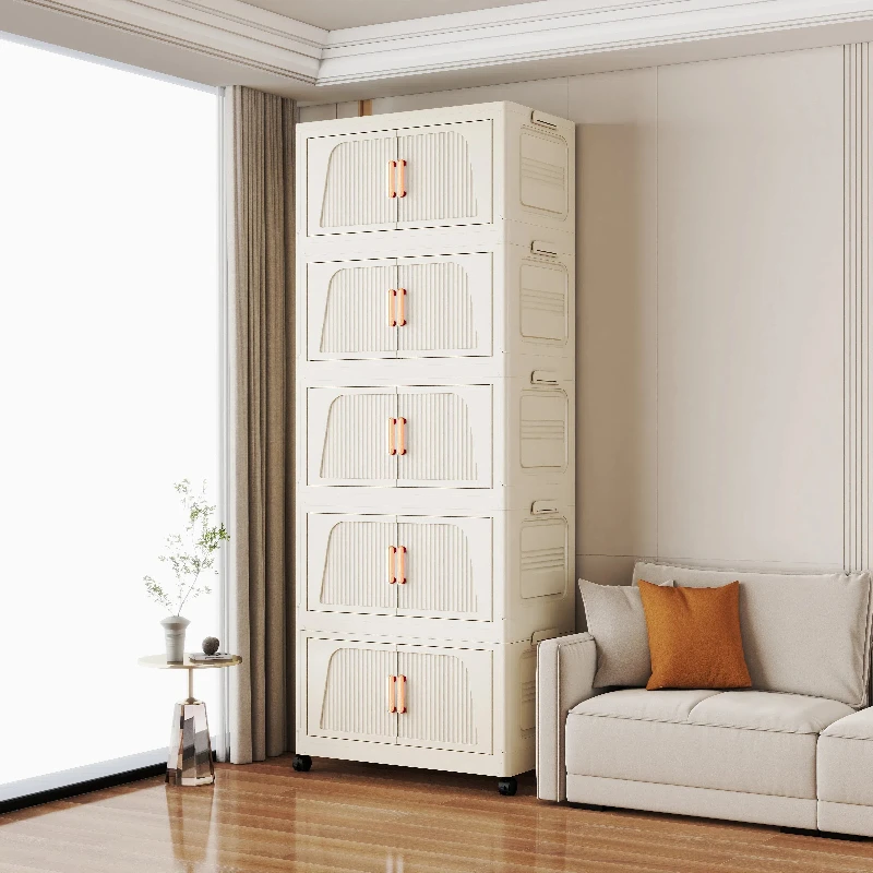 A（梯形50cm拍四发五）免装收纳柜宝宝衣柜衣服整理柜（到手五大层）