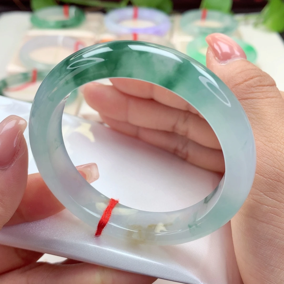 未镶嵌手镯翡翠53.5新货 水头十足 冰胶