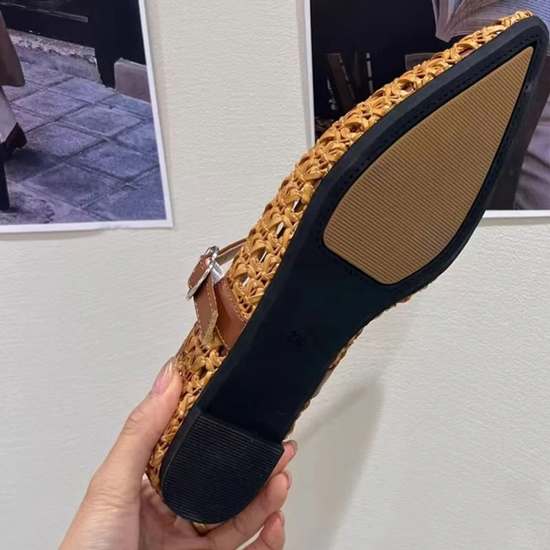 韩版内增高编织包头半拖鞋女夏季外穿时尚百搭简约镂空海边凉拖鞋