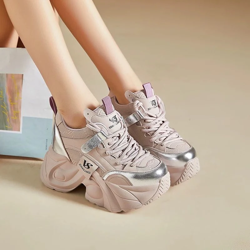 【冬季皮面款】厚底老爹鞋女2025年新款皮面小个子百搭休闲运动鞋