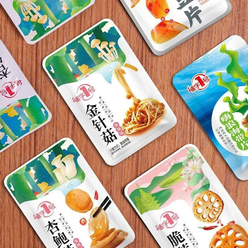 字号海带片卤藕片香辣金针菇海带丝开袋即食杏鲍菇零食大礼包