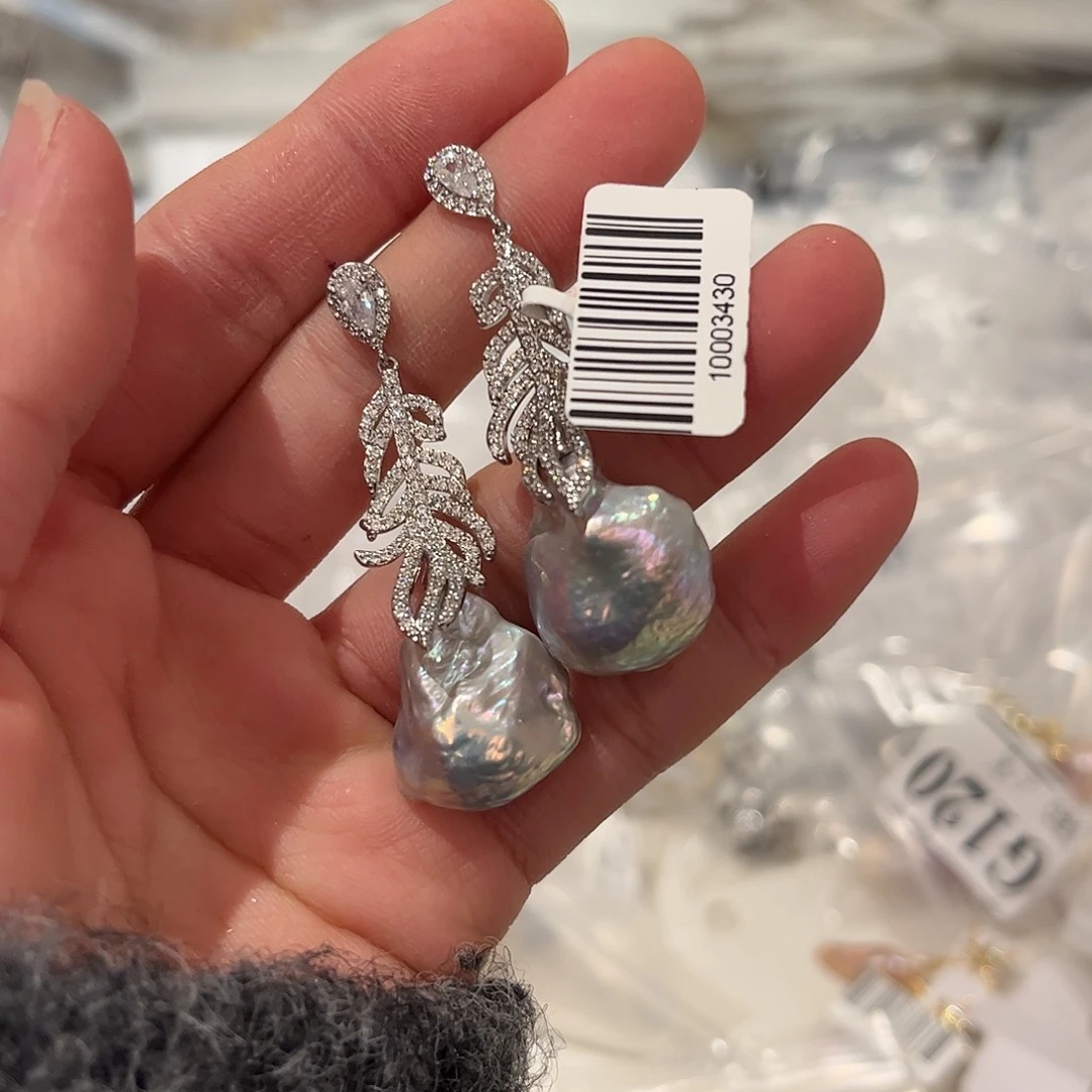 淡水珍珠耳饰合金