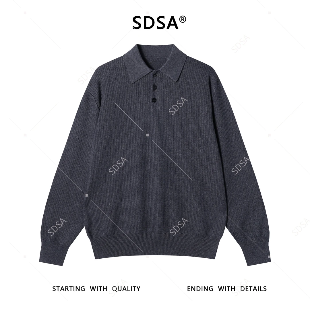 SDSA男士秋冬新款痞帅男装潮牌纯色polo翻领针织衫休闲百搭毛衣