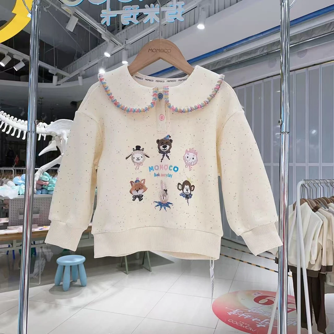 MOMOCO女童冬季甜美可爱卡通小动物彩点花边加绒卫衣77830232028
