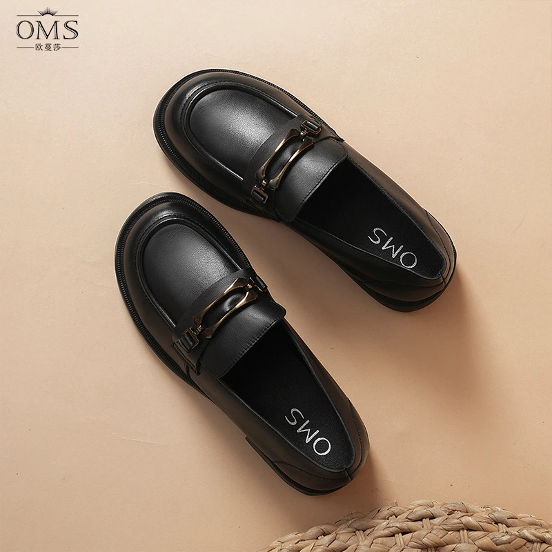 欧米诗14974春季平底乐福鞋透气一脚蹬秋季套筒百搭厚底低跟粗跟