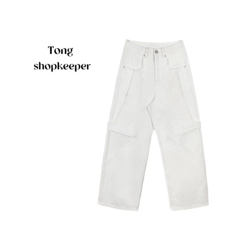 QJ/彤掌柜1681377 春季25重磅牛仔水洗线条感简约时尚牛仔裤