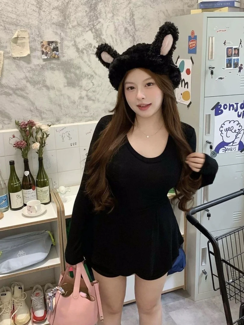 秃秃家【杨柳细腰】收腰拿褶遮肚子显瘦万能打底衫705