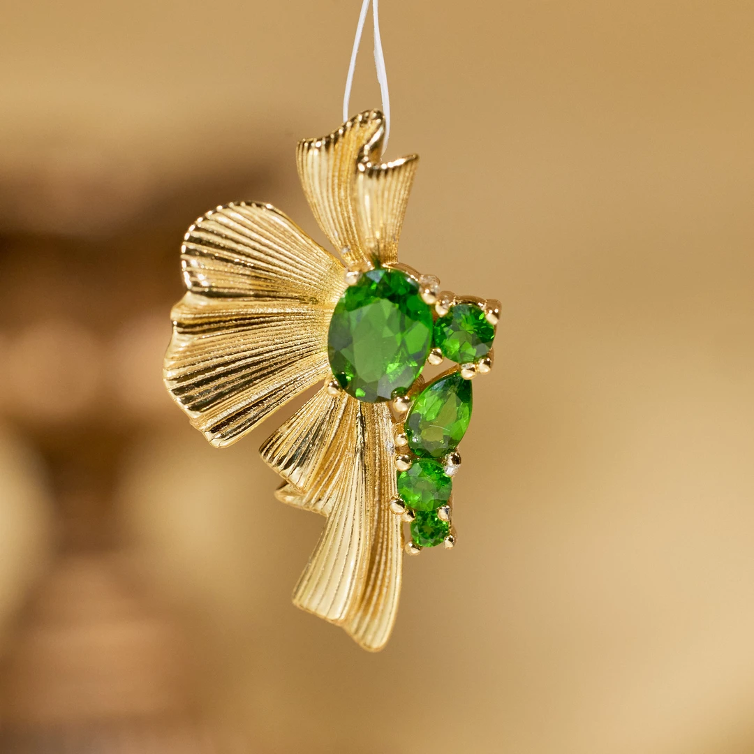 【歪歪】透辉石吊坠*S925银镶嵌N5363