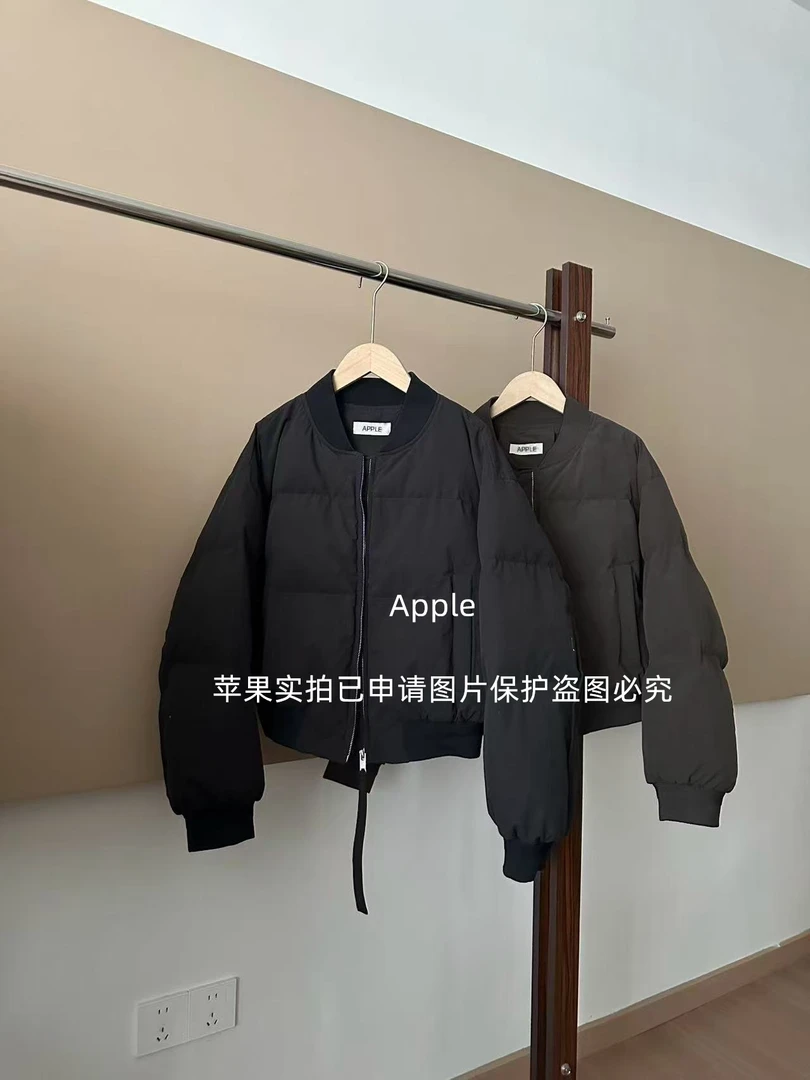 〖苹果推荐〗冬季新款欧韩复古简约百搭立领夹棉棒球棉服外套