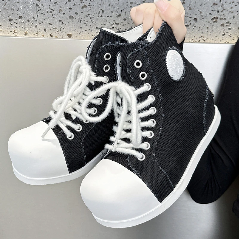 加绒厚底潮流运动时尚潮鞋女鞋帆布鞋小白鞋高帮鞋美庶春夏小