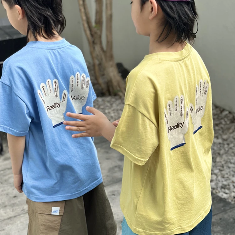 ppapa 立体夏季宝宝休闲手套数码印花多色儿童短袖T恤 913686