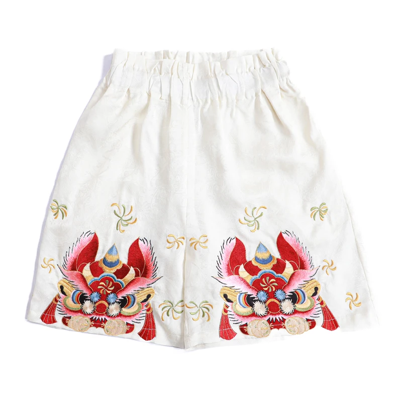 「狮影云纱」丽古龙原创手工中国风高档设计显瘦设计感百搭汉服中裤