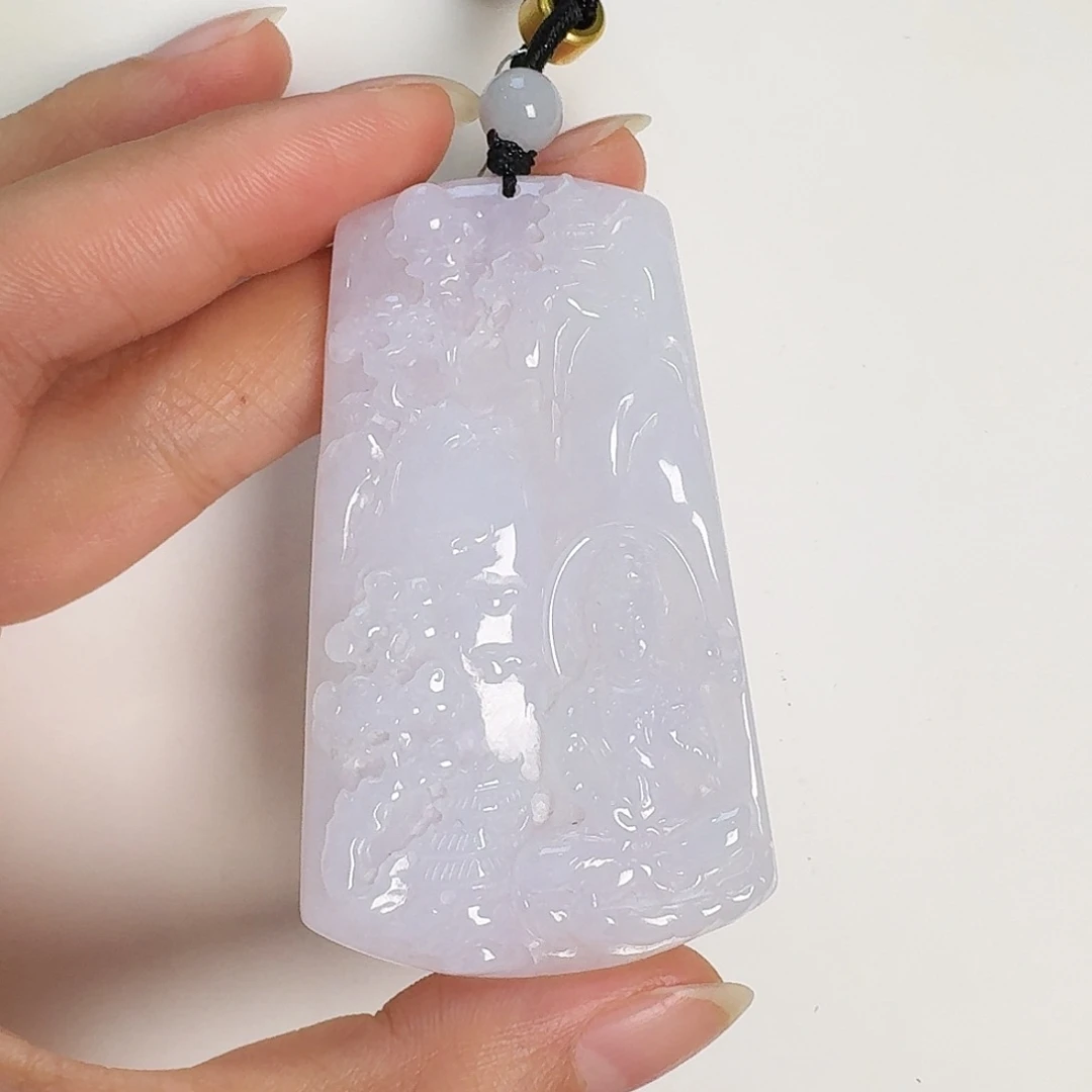 翡翠颈饰未镶嵌沉***金山水大势至