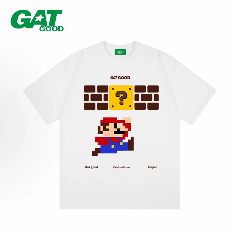 GAT系列（超级玛丽）280克男女同款短袖新款美式T恤高街美式发泡