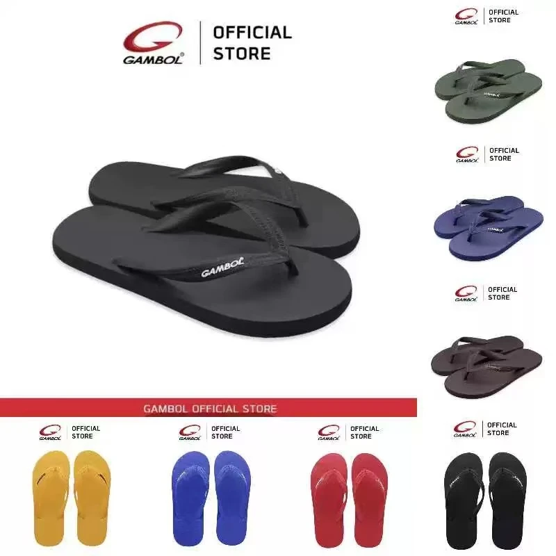 泰国进口GAMBOL天然橡胶人字拖鞋男女夏季休闲沙滩夹脚户外防滑