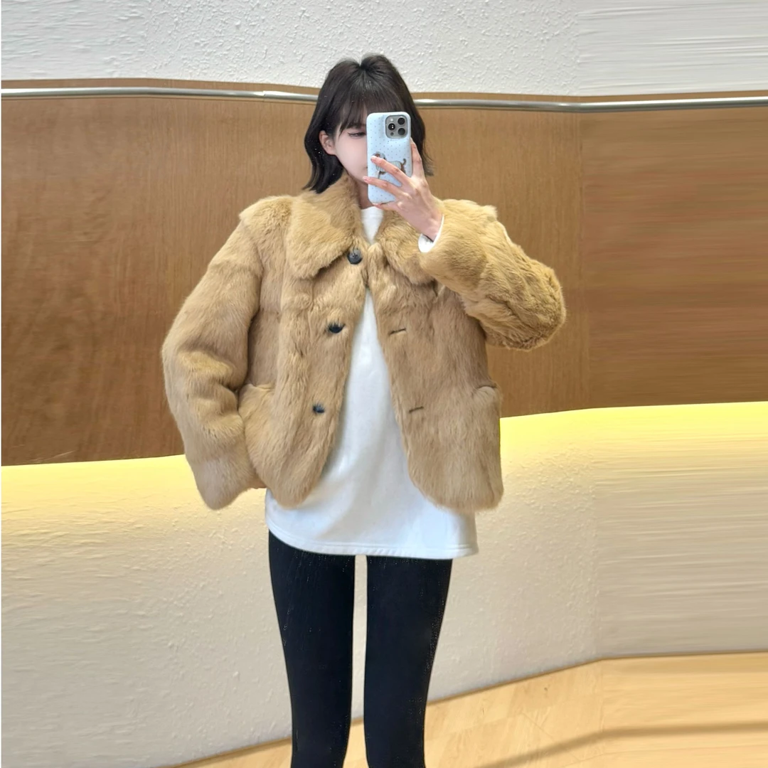 【DGG STUDIO】2024新款兔毛外套时尚百搭秋冬新2