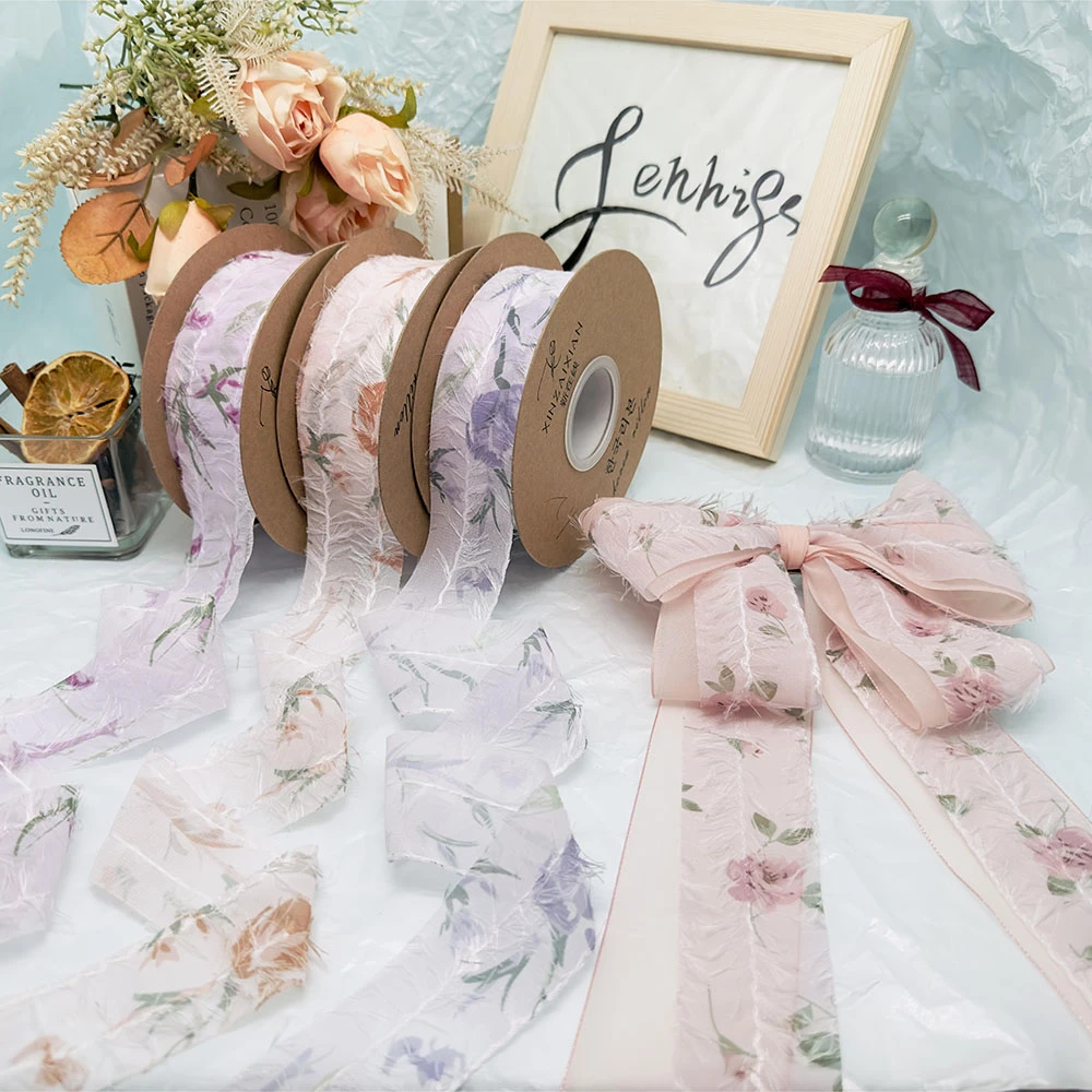 碎花羽毛织带手工diy蝴蝶结发饰服装鞋帽辅料礼盒鲜花包装丝带