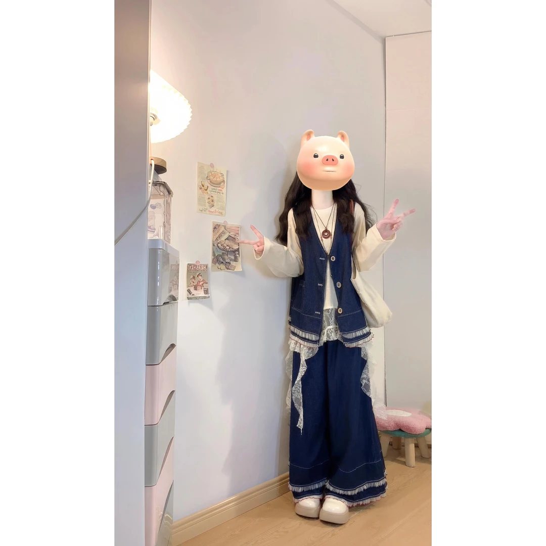 大码女装新款胖妹秋冬早春秋时尚牛仔三件套搭一整套半身裙