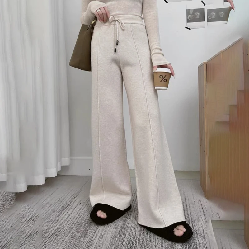 【玫瑰的故事】保暖秋新款女装休闲针织高腰垂感女裤子YSL20228961