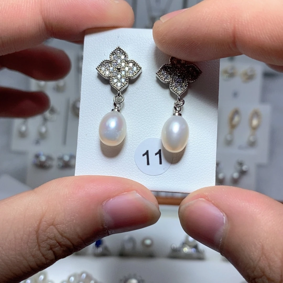 淡水珍珠耳饰银S925镶嵌