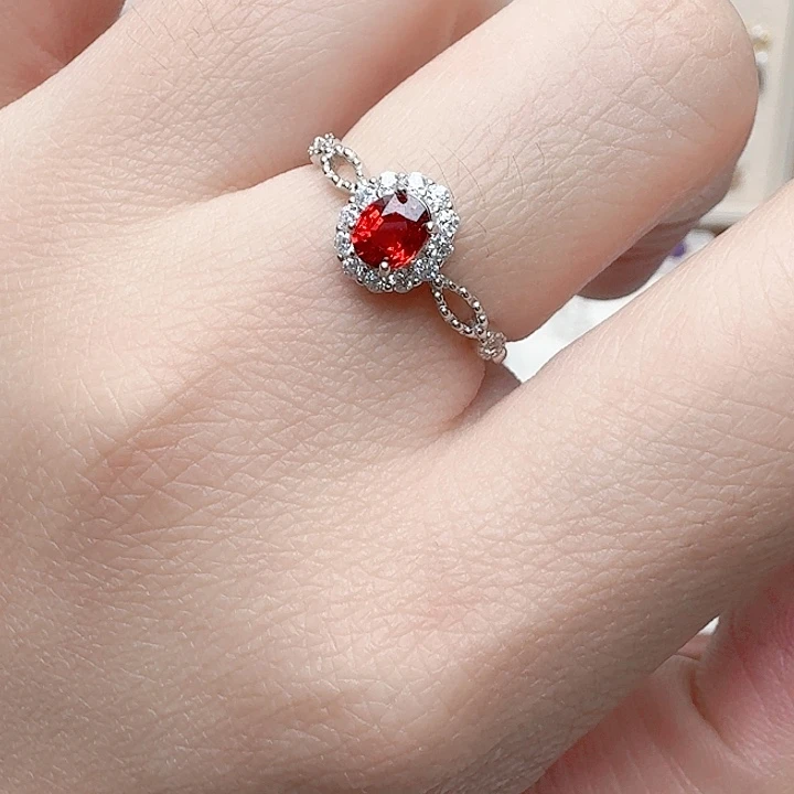 蓝宝石戒指银S925镶嵌戒指