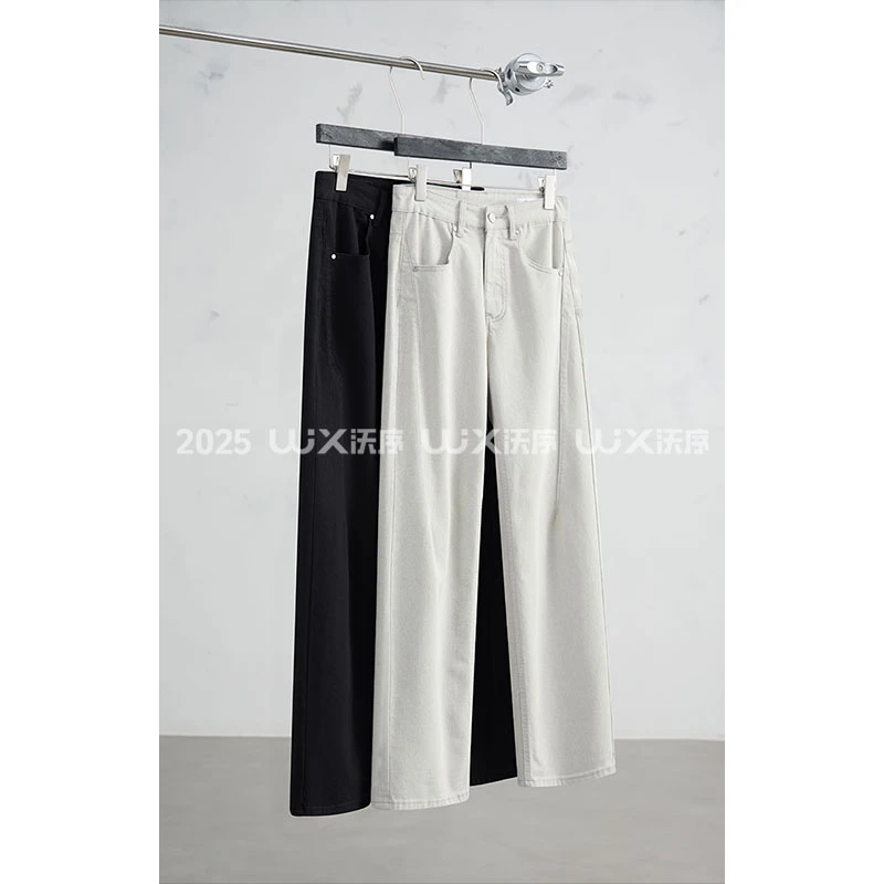 【合身直筒版型】25春夏灰白色中直筒牛仔裤男弹力零压感百搭通勤