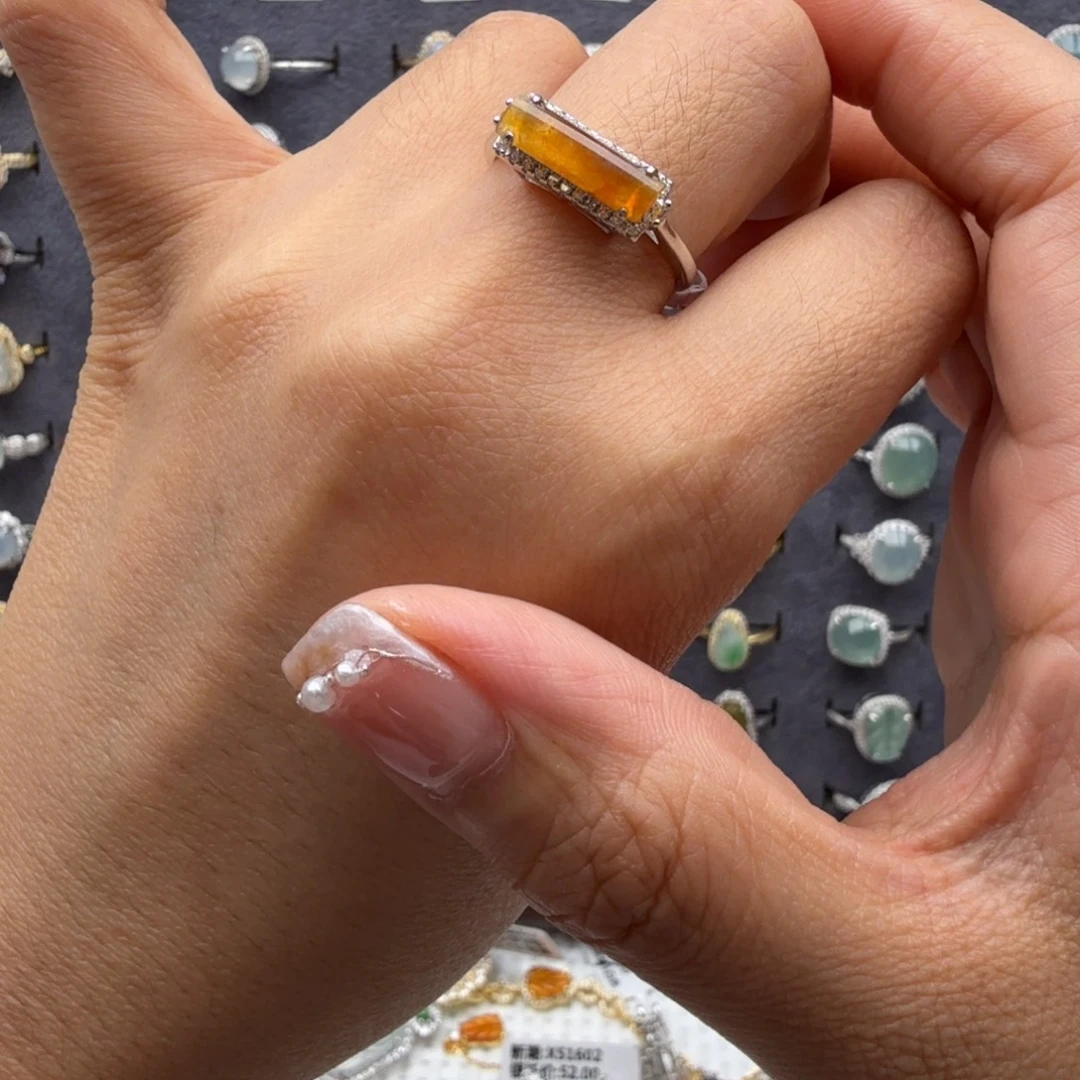 翡翠银S925镶嵌戒指戒指