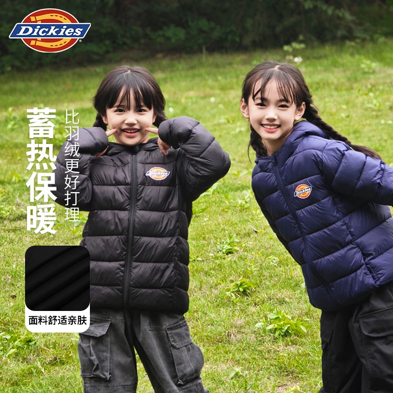 Dickies保暖秋冬棉衣儿童防风连帽冬季棉服外套萌娃穿搭童装短款