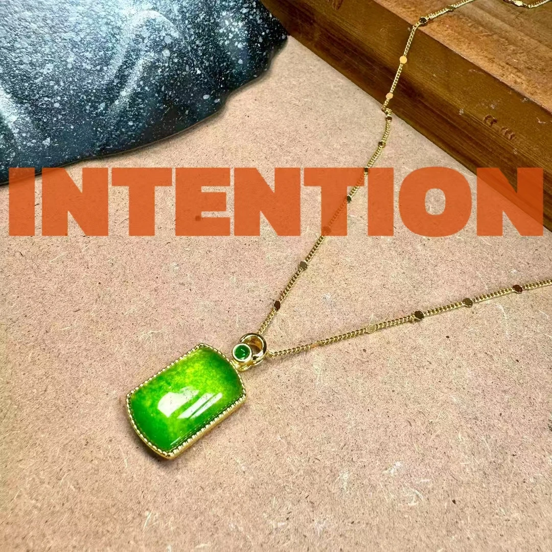 吊坠 正品INTENTION 新中式正苹果绿色无事牌AE906
