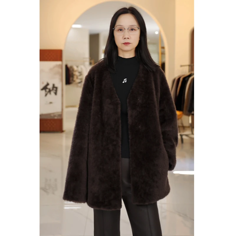 ALL FUR进口拉贡皮毛一体奢雅廓形皮草外套