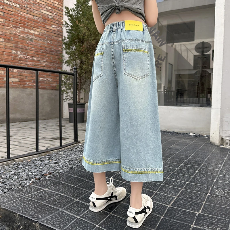 儿童夏装大女童装水洗柔软牛仔短裤夏季薄款裤子2025新款七分中裤