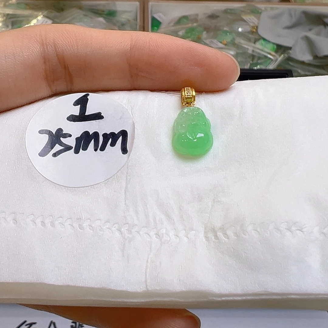 翡翠18K金镶嵌吊坠(不含链)翡翠