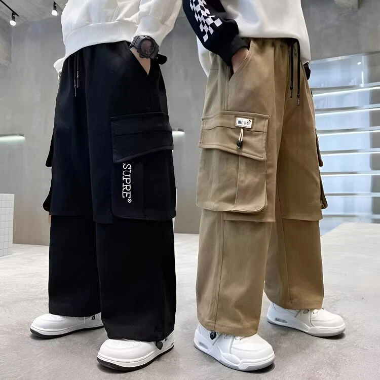 男童裤子春秋款2025新款儿童秋装工装裤中大童秋季阔腿裤帅气时髦