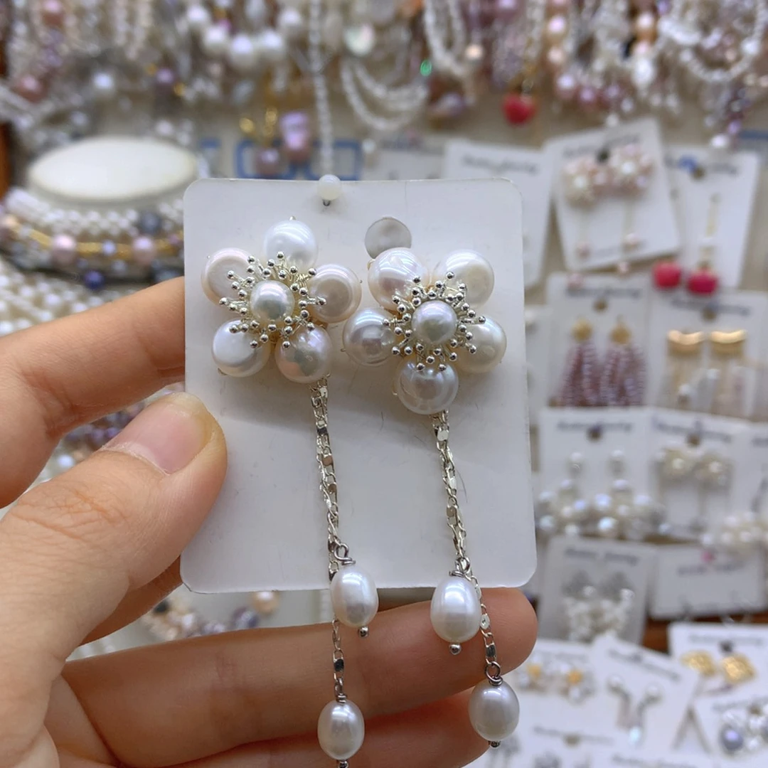 合金淡水珍珠耳饰