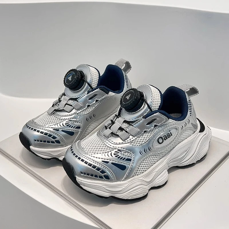 小黄鸭儿童运动鞋2025春夏新款男童透气网面老爹鞋女童轻便跑步鞋