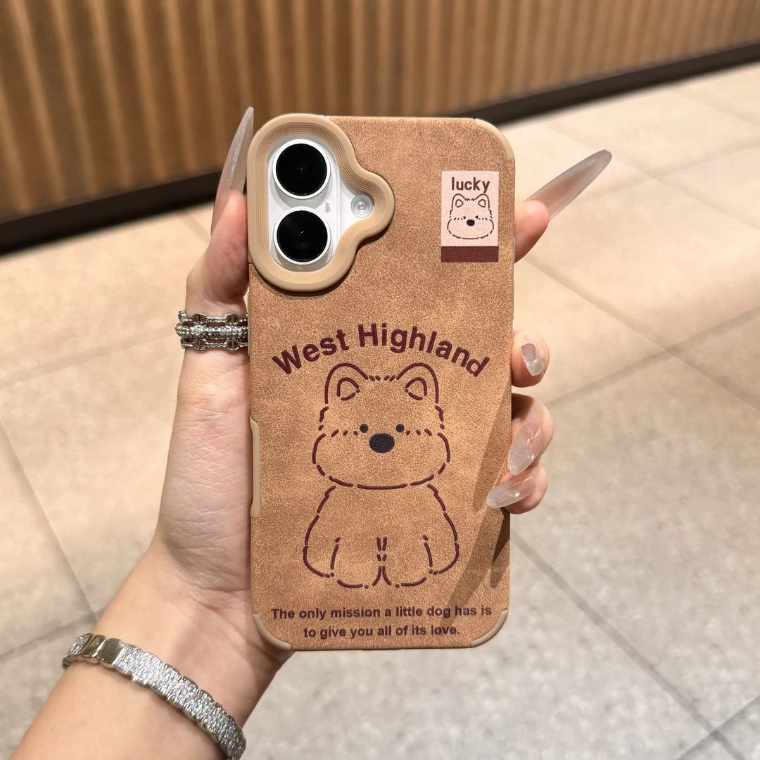 翻毛皮西高地小狗适用苹果16/15promax手机壳iPhone13美拉德