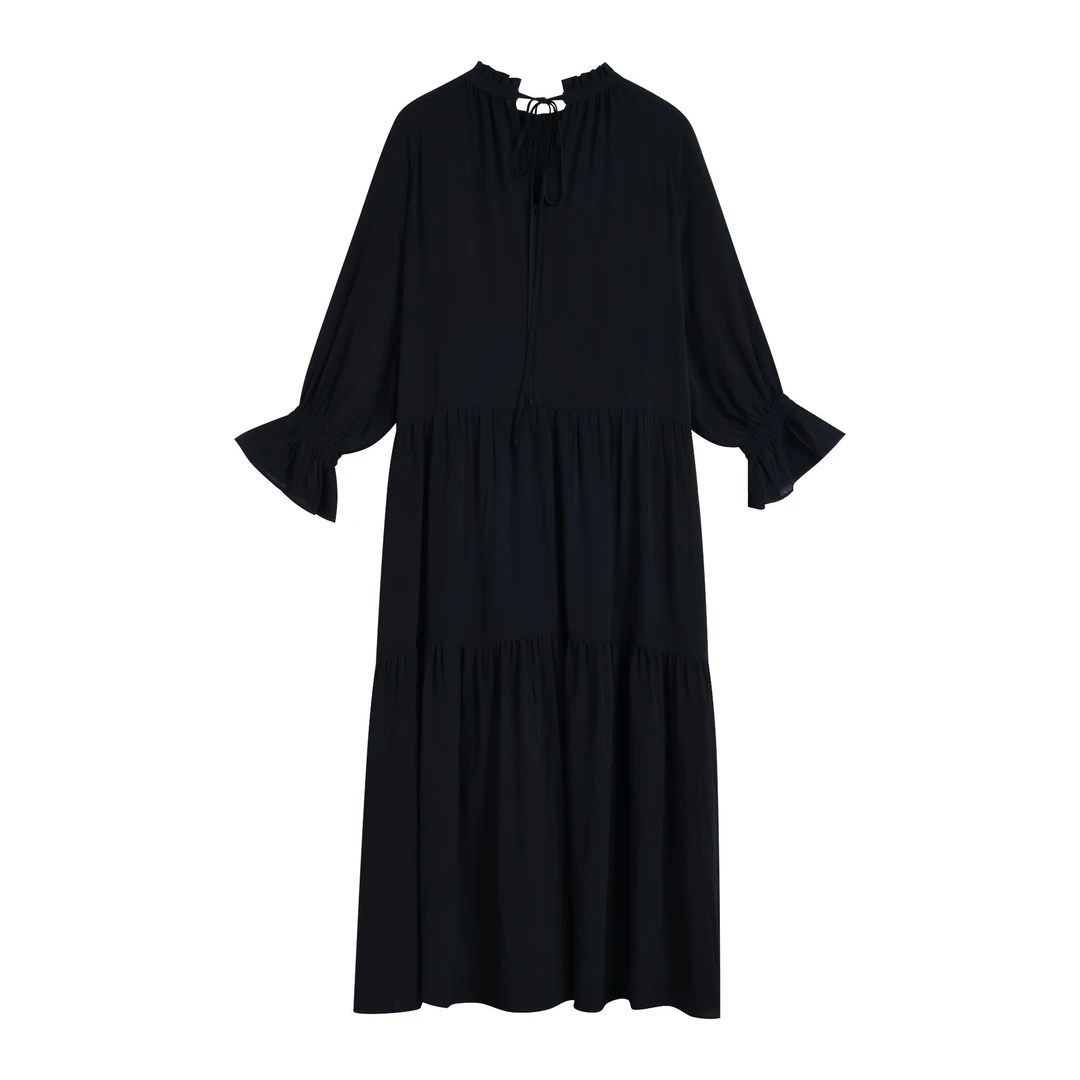 30999【AU订单】夏季优雅大气两件套半高领中长款飘逸连衣裙0813