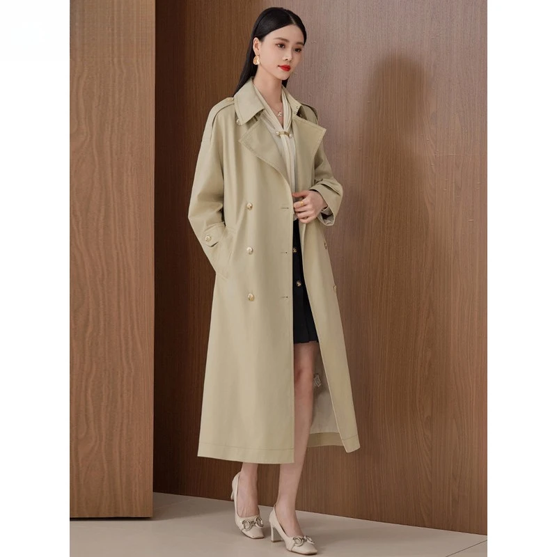 玛古芭轻奢风衣外套女2025新款春秋中长款英伦风气质休闲高级大衣